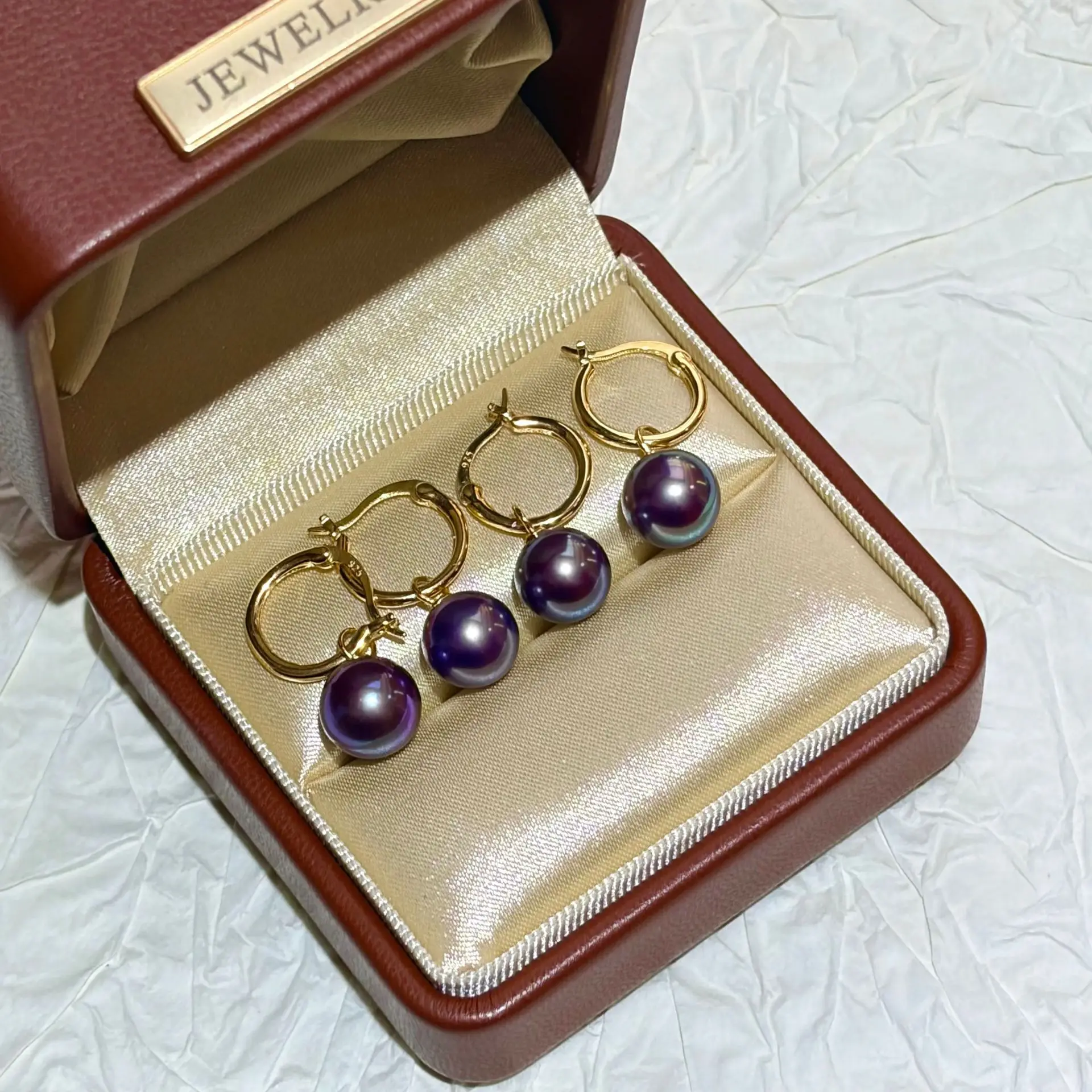 

Серьги из натурального жемчуга AAAA 9-10 мм, 10-11 мм, круглые, фиолетовые, из южноморского жемчуга, серебро 925 пробы