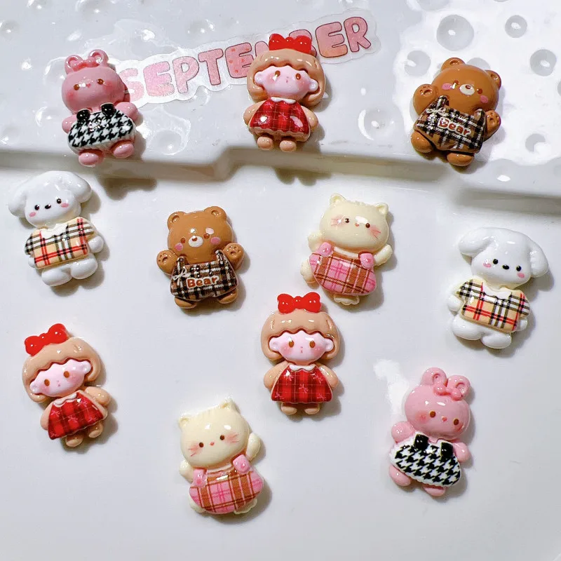 10/20Pcs Cute Rabbit Bear Girl Resin Patch DIY Handmade Material Jewelry Hair Clips Key Chain Cartoon Craft Supplies Accessories image 4