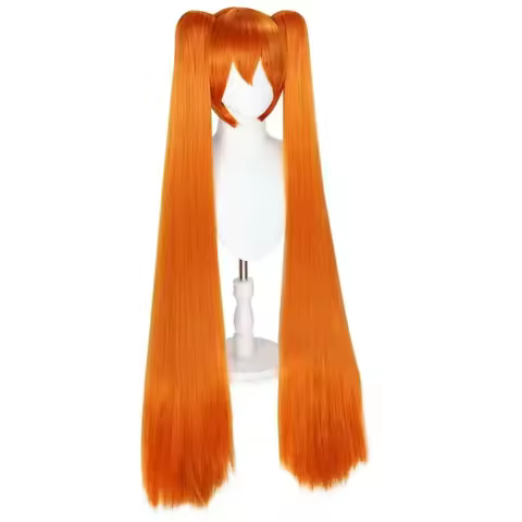 Game Yandere Simulator Osana Najimi 110cm Long Orange Pink Straight Cosplay Wig Heat Resistant Hair Cosplay Wigs + wig cap