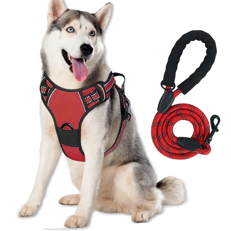 

Leather Dog Collar Harness Vest Leash Set Puppy Accessories for Small Medium Dogs Outdoor Walking Training Pet Supplies