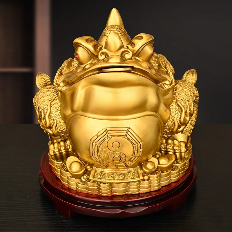 Copper and gold toad ornaments, pure copper three-legged toad, eight trigrams toad, home and shop front desk decoration