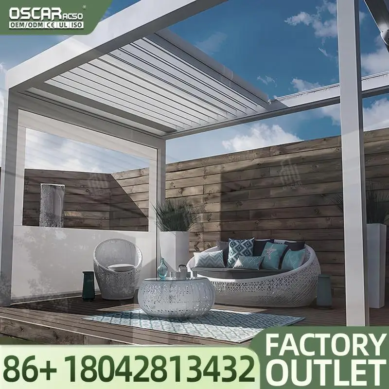 Motorized Bioclimatic Freestanding Aluminium 6x3 Outdoor Shelter for Patio Outdoor Kitchen Car Garage Pergola