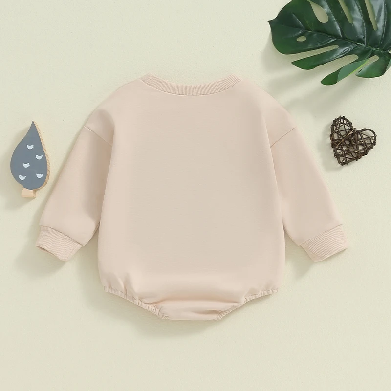 2024-05-08 Lioraitiin Baby Girls Boys Autumn Romper Long Sleeve Crewneck Tractor Embroidery Casual Playsuit