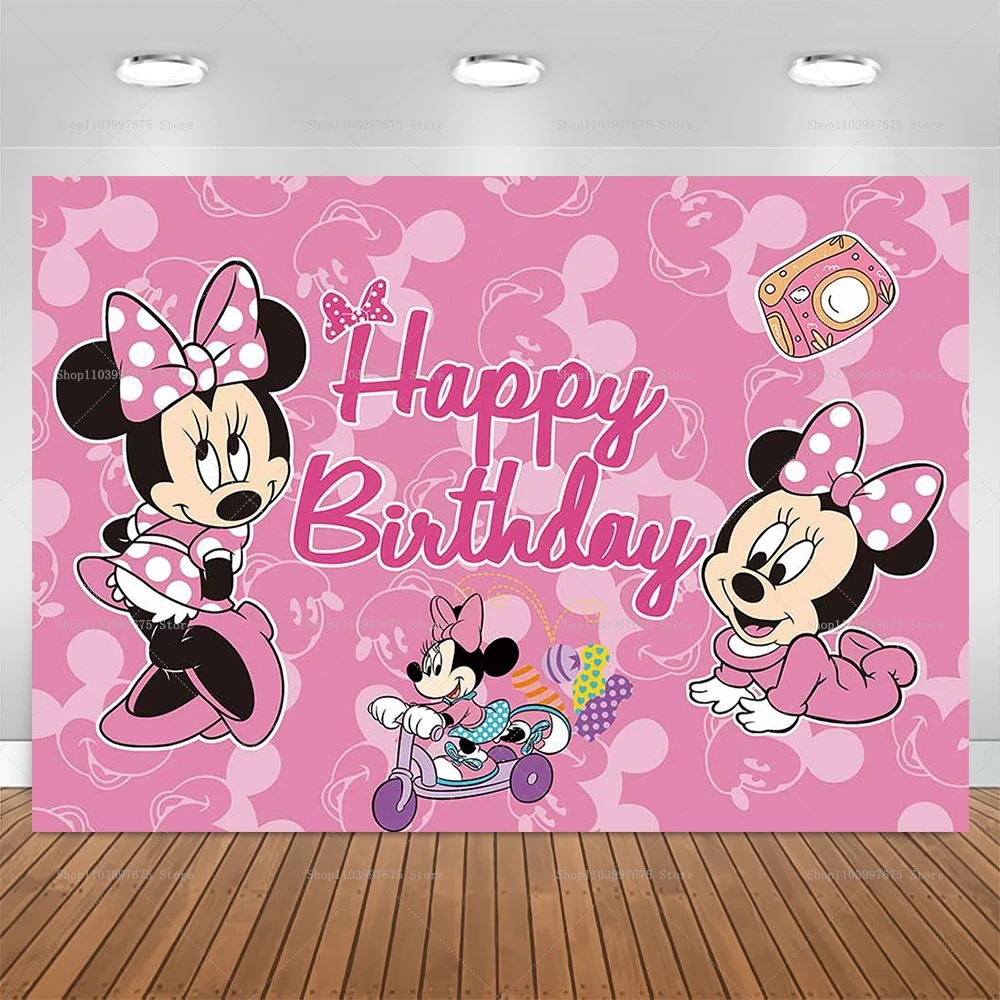 Disney Mickey Minnie Mouse Backdrop Kids Birthday Party Decor Photography Background Newborn Baby Shower Vinyl Printing Banner