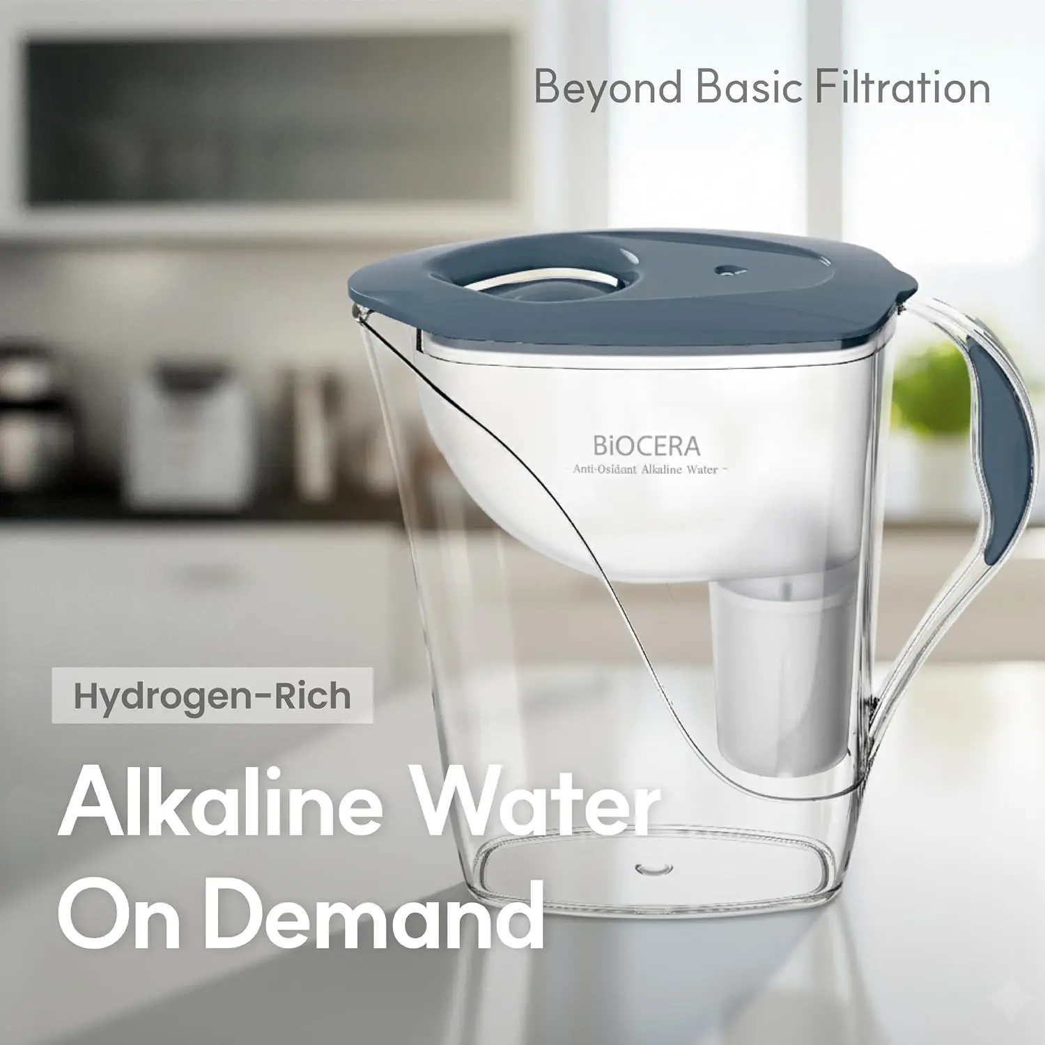 Antioxidant Alkaline Water Pitcher NSF Certified pH 9.5 Plus Mineral Boost Hydrogen Rich Water Includes 2 Filter Cartridges BPA