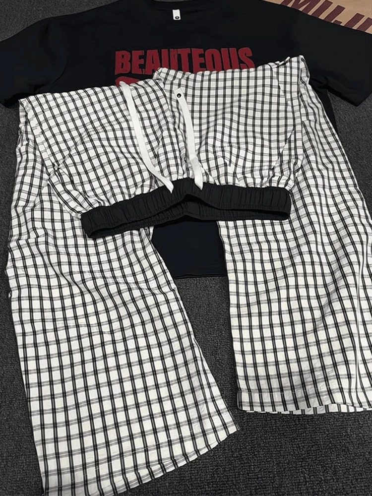 

Cleanfit Plaid Wide Leg Pants Men's Summer Faion Brand Thin Hanging Loose Straight Casual Pants Breathable Comfortable