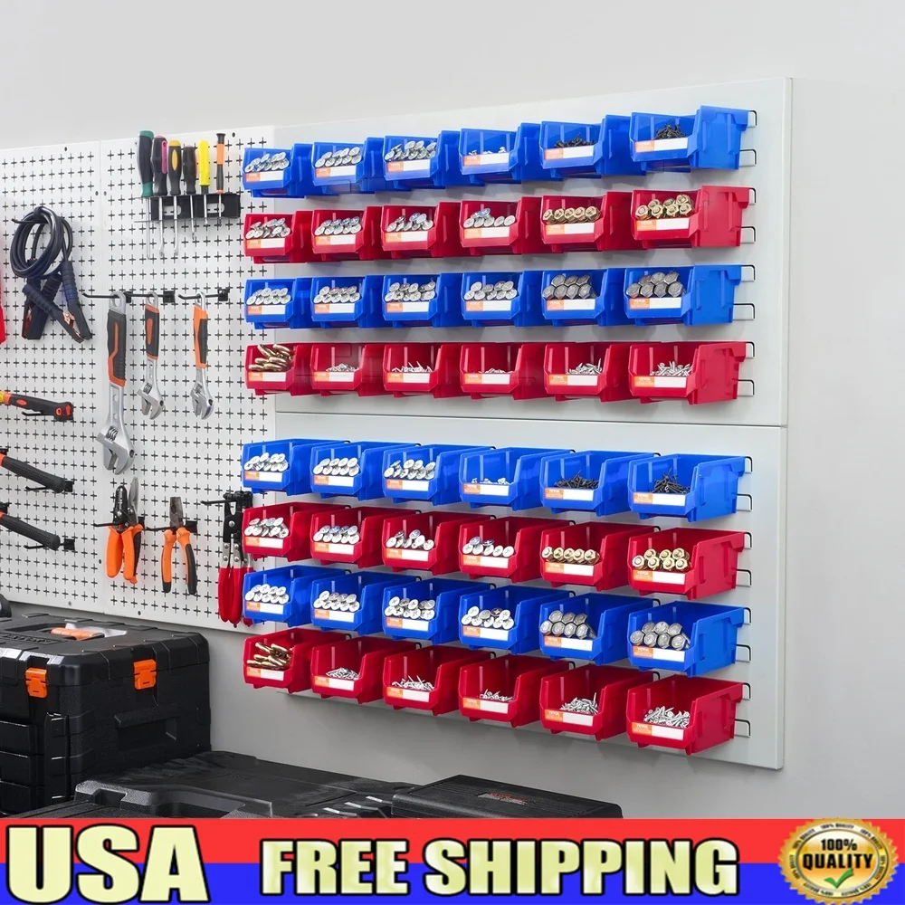 

Stackable Storage Bins Durable PP Plastic Organizer with Label Paper Wall Hanging or Stacking Home Office Garage Crafts