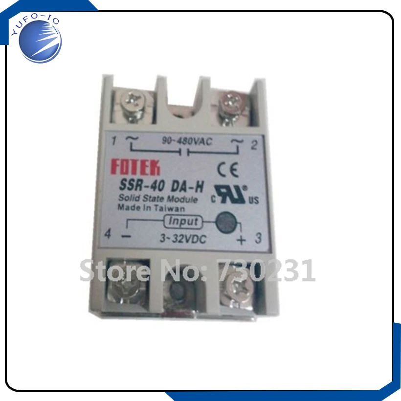 Free Shipping 1Pcs SSR-40DA-H DC Control AC Solid State Relay 3-32VAC 90-480VAC new good