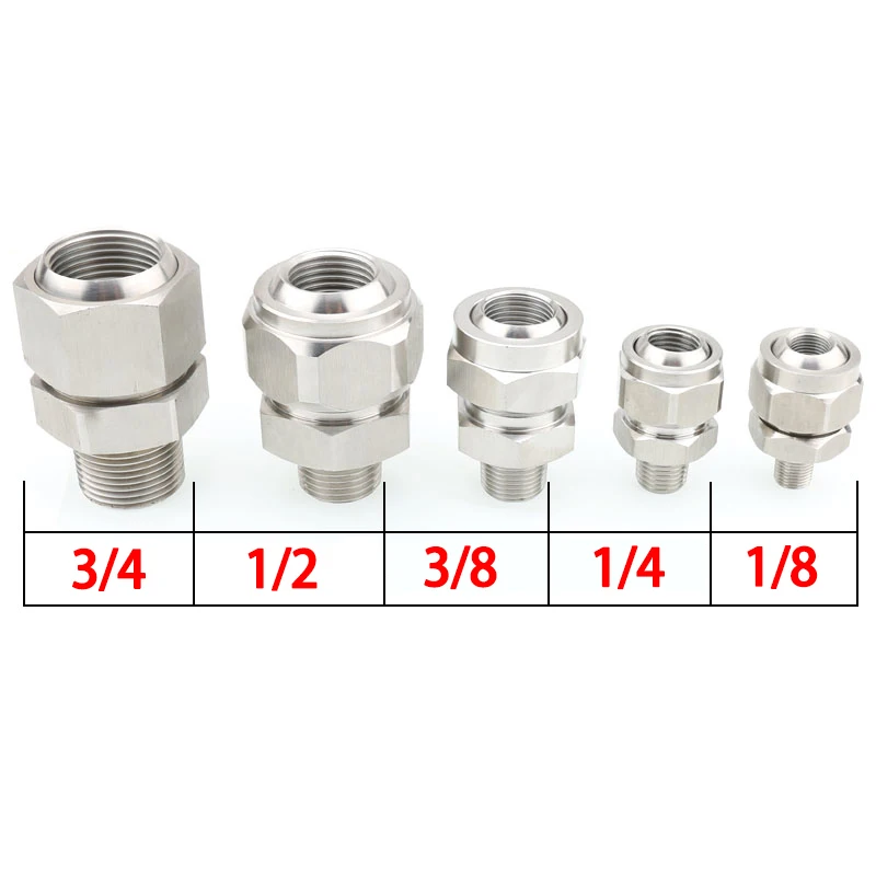 2 Stück 1/8 1/4 3/8 1/2 1 Edelstahl-Kugel-Universalgelenk, 155 verstellbare Kugelanschlüsse, Stecker, verstellbare drehbare Kugelgelenke – Detail 3