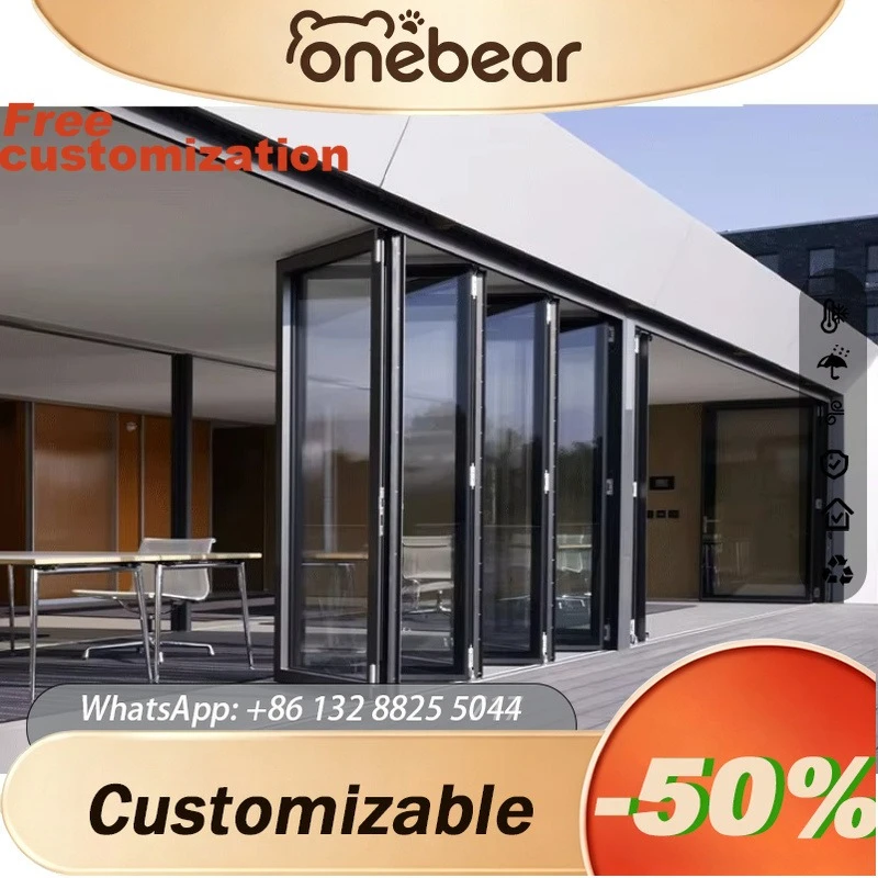 Any Size Custom Sliding French Bifold Aluminum Exterior Folding Door Complete Hardware Accessories