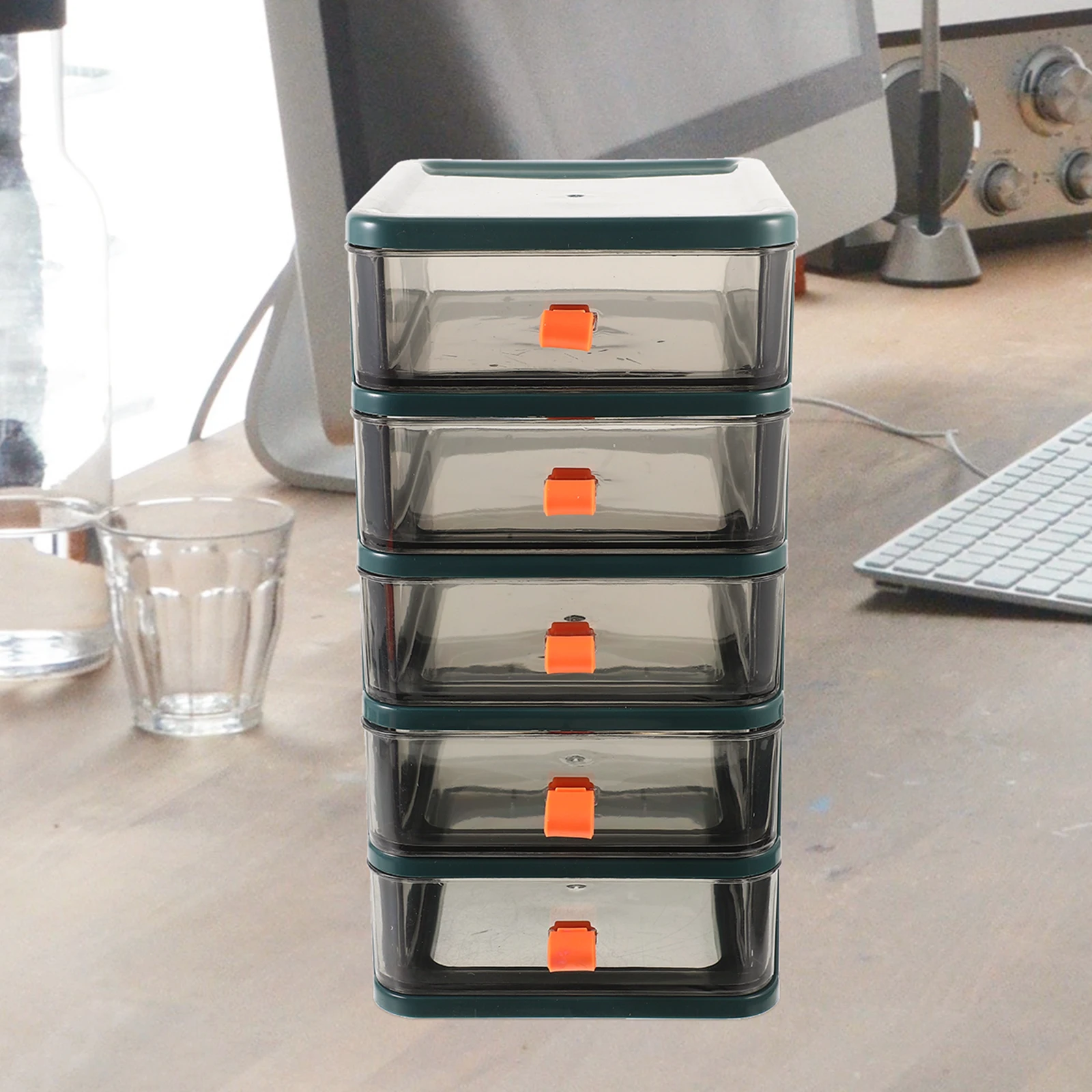 

5 Layer Transparent Drawer Style Storage Box Plastic Desktop ganizer for Makeup Cosmetics Cotton Swabs Large Capacity Space