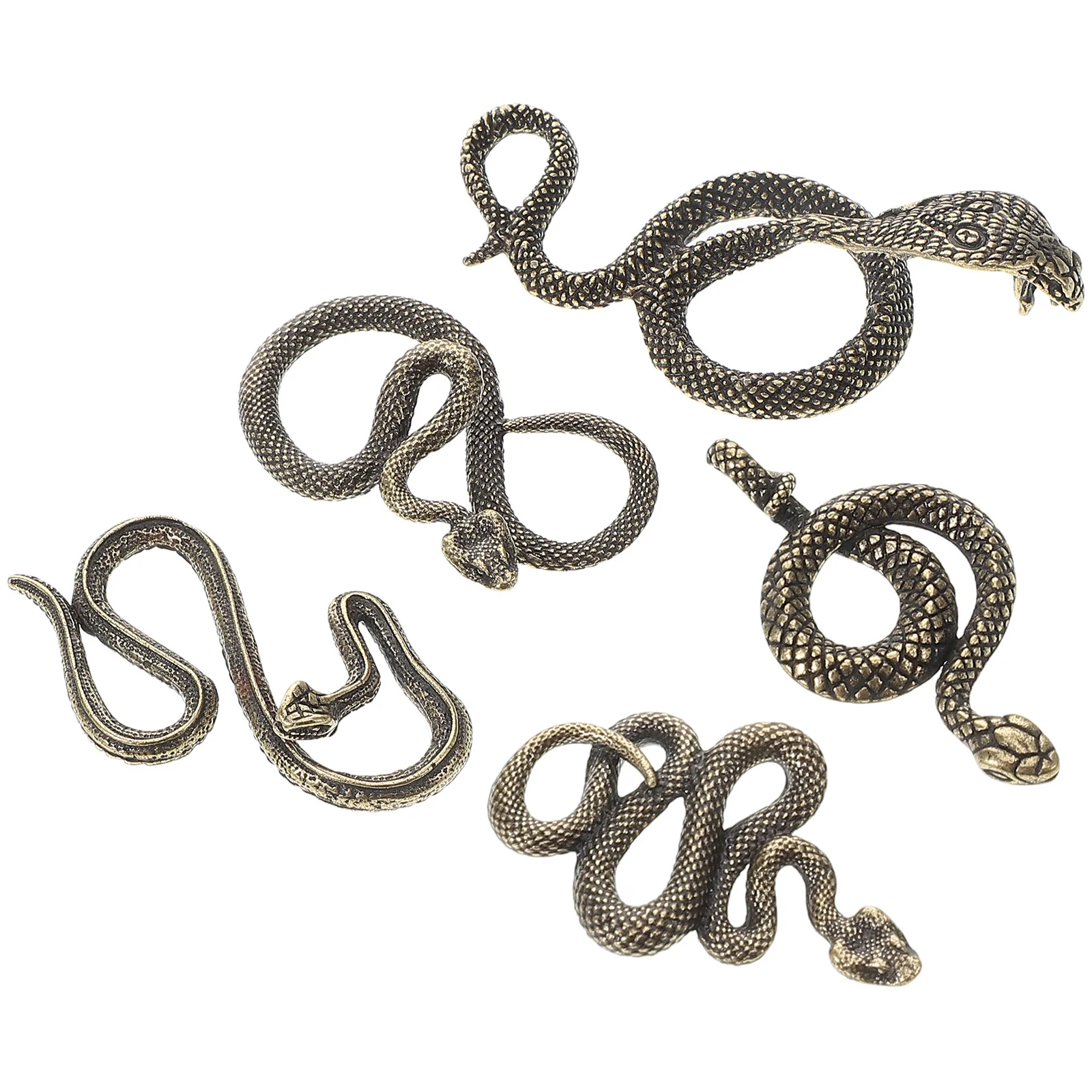 

5 шт. латунная статуя змеи фэн-шуй, декор удачи, чай, домашнее животное, миниатюрный орнамент в виде змеи, настольный дисплей, декор приборной панели автомобиля