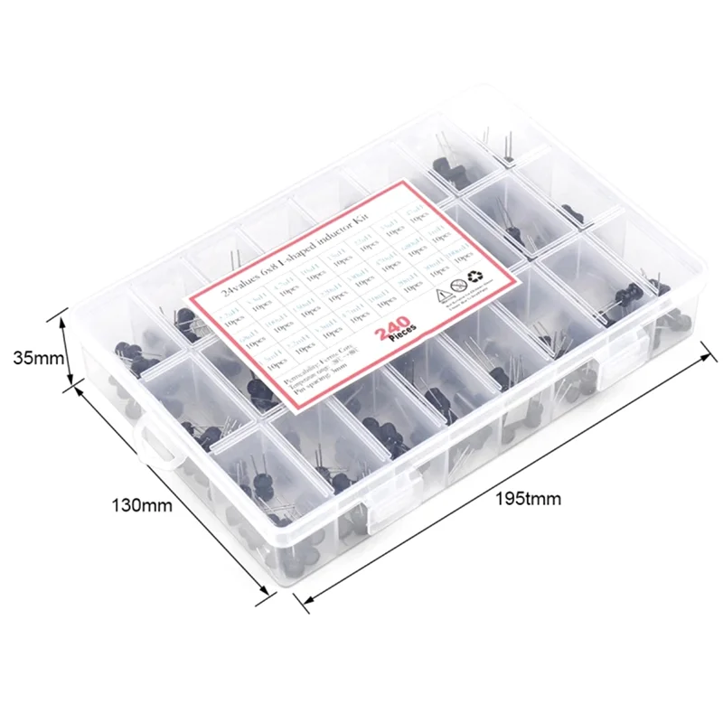 N01R-Electrolytic Capacitor 24Value Range 2.2Uh-100Mh 240Pcs Assortment Kit Electrolytic Capacitors Kit