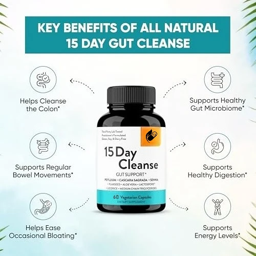 15-Day Cleanse and Detox Supplement – Anti-Cellulite Belly Fat Burning, Digestion and Weight Management