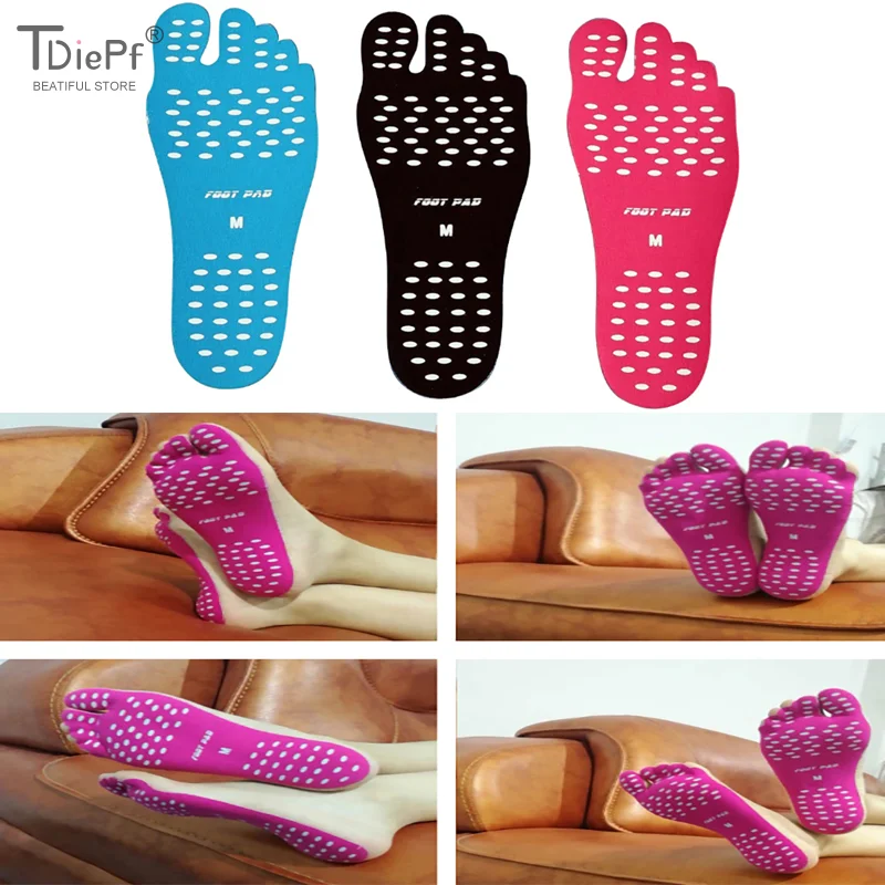 2PCS Insole Anti Slip Adhesive Insoles Non-slip Barefoot Stick Beach Shoes Footpads Sticker Silica Invisible Shoe Pad Swim Pool