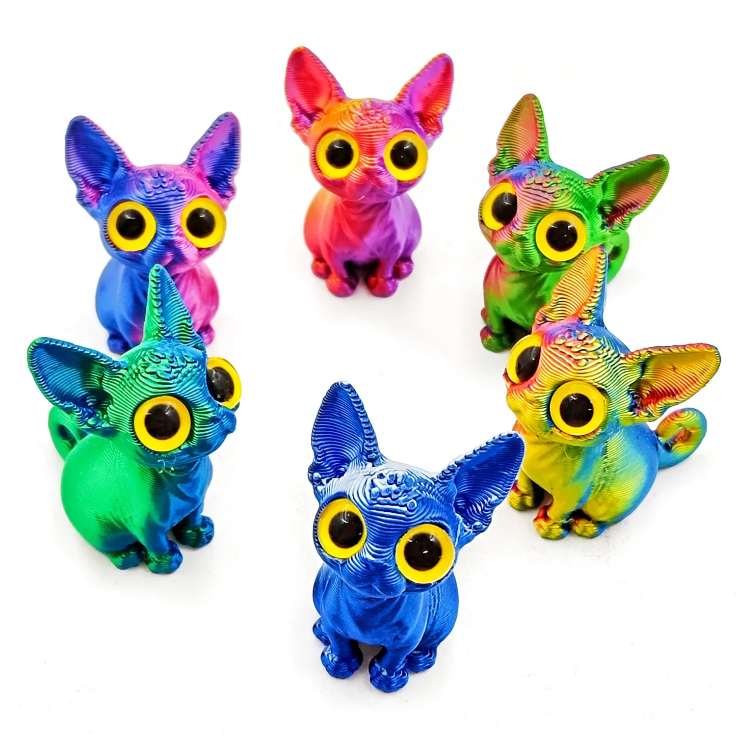 3D Printing Simulation Hairless Cat Model Creative Mini Cute Hairless Cat Statue Decoration Ornament Suitable for Birthday Gifts