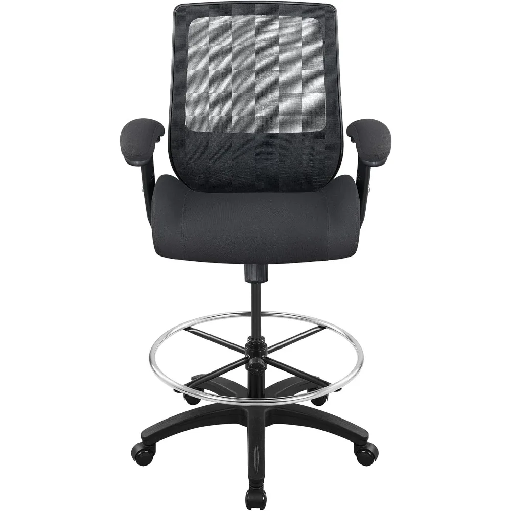 Ergonomic Chair Swivel Computer Task Chair-Black Lumbar Support Foot Ring Height Adjustable Armrest Office Armchair Comfortable