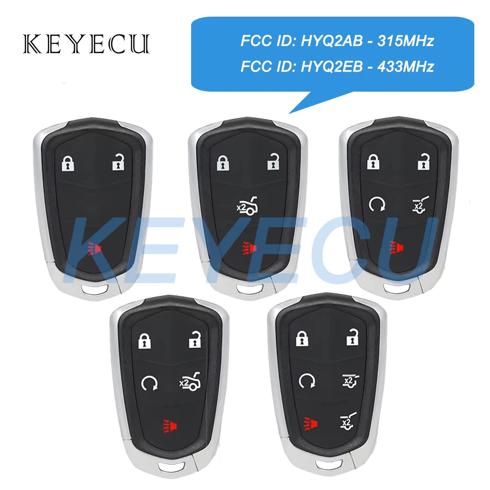 Keyecu HYQ2AB HYQ2EB 315MHz 433MHz ID46 Chip Smart Remote Key Fob For Cadillac CTS ATS XTS XT4 XT5 CT6 Escalade ESV 2014-2020