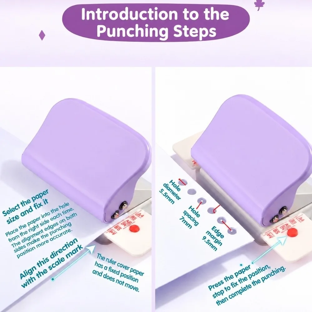Multi Holes Mini Hole Puncher Portable Light Weight Loose Leaf Punch Handheld Small Size Hole Punch Tool Quiet Book Making