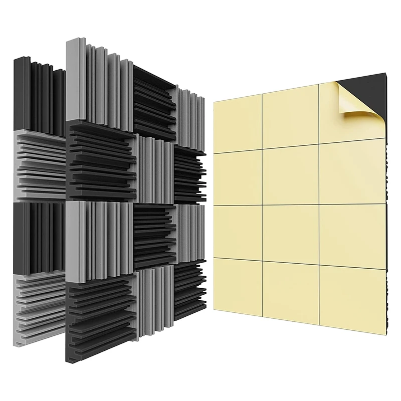 

24 Pack Self-Adhesive Sound Proof Foam Panels 12 X 12 X 2 Inches Acoustic Foam High Resilience Sound Proofing Padding