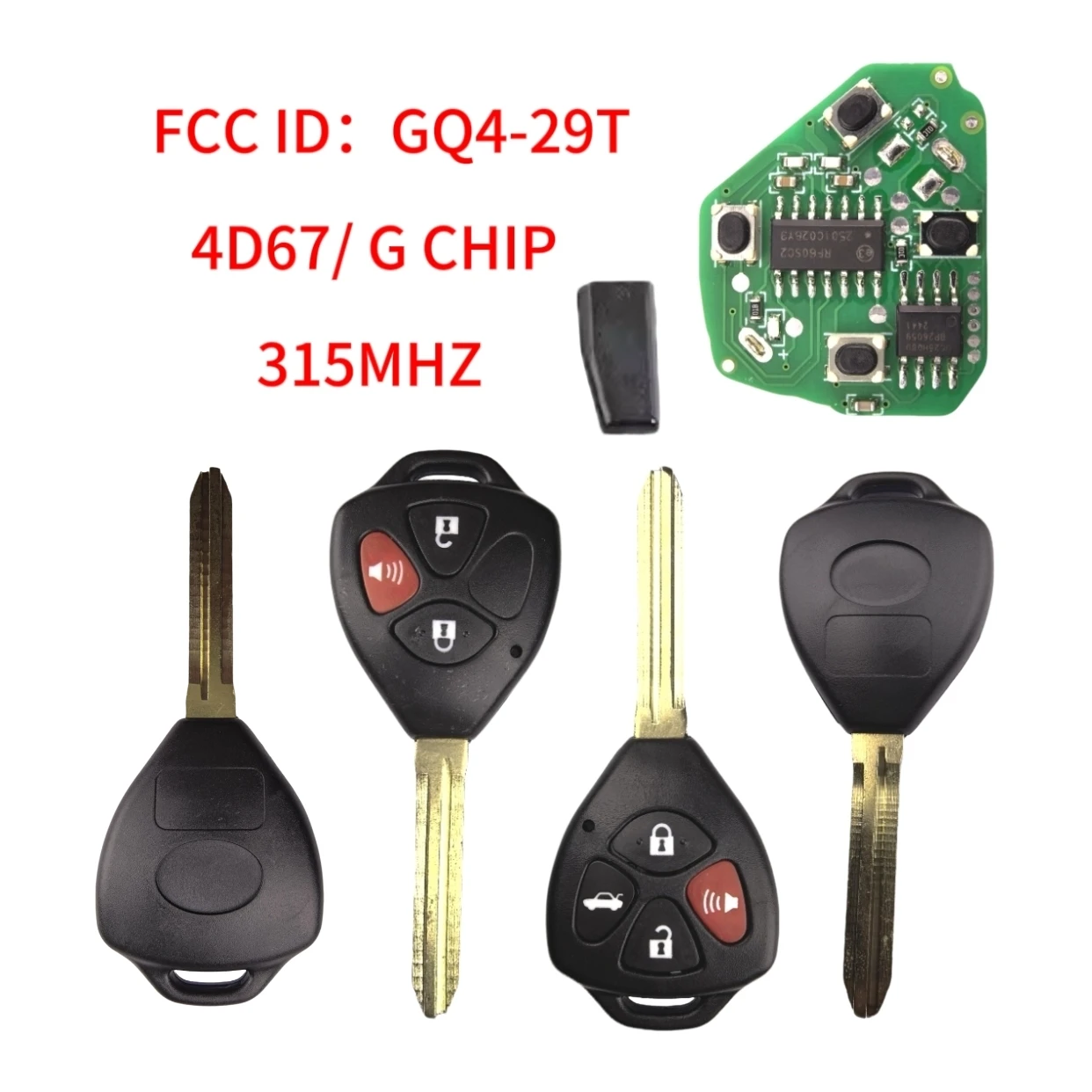 Jingxin GQ4-29T Entry Remote Fob Car Key 315Mhz For Toyota Corolla Venza 2010 2011 2012 2013 2014 2015 Transponder 4D67/G Chip