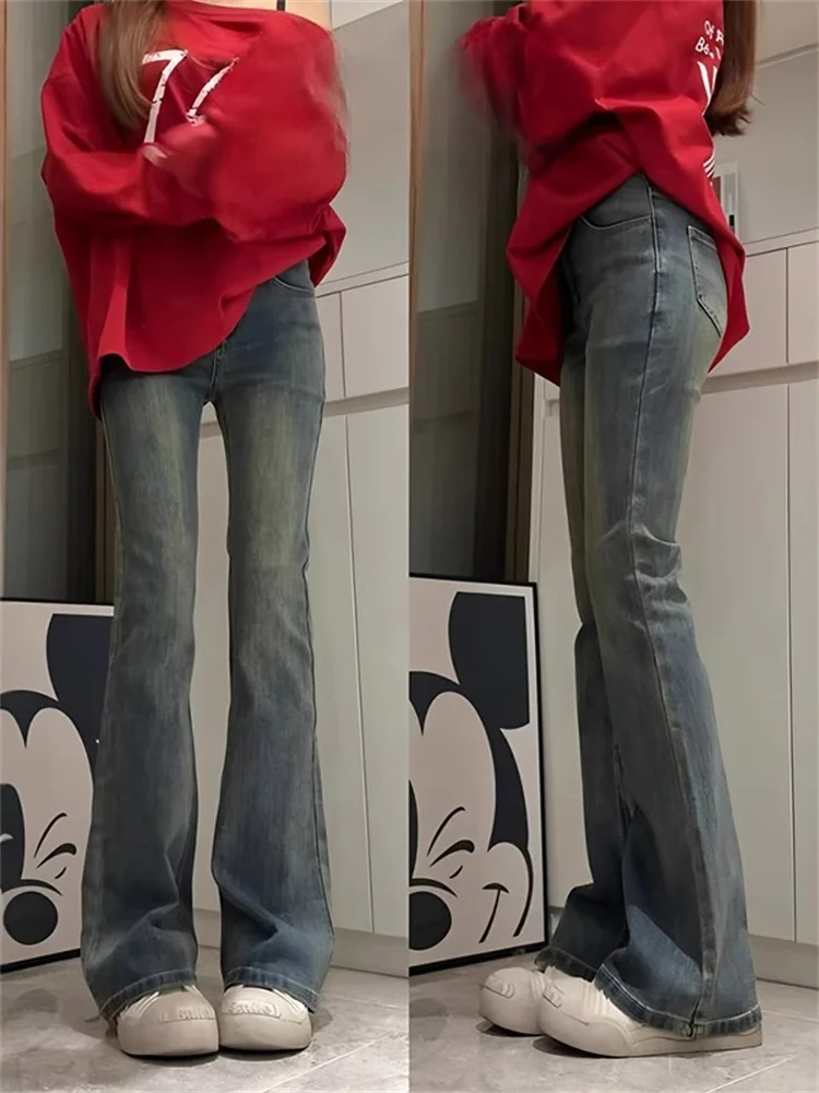 

Джинсовые джинсы Bell Bot с высокой талией, женские повседневные джинсы скинни в стиле ретро, большие размеры, грушевидные, для похудения, эластичные длинные брюки...