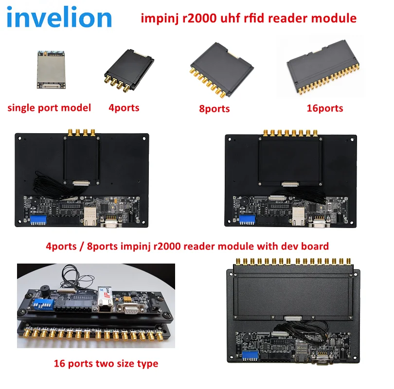 invelion new arrival 865mhz 915mhz multi-tag 4/8/16 ports long range uhf rfid reader chip impinj r2000 for Shelf asset inventory