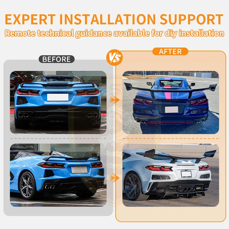 

High Quality Dry Carbon Fiber ZR1 Style Rear Wing for Corvette C8 Z06 Rear Spoiler High Wing