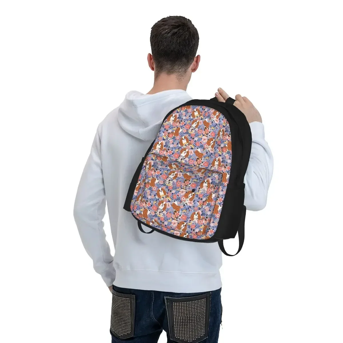 Cute Cavalier King Charles Spaniel Garden Backpacks Boys Girls Bookbag Students School Bags Laptop Rucksack Shoulder Bag
