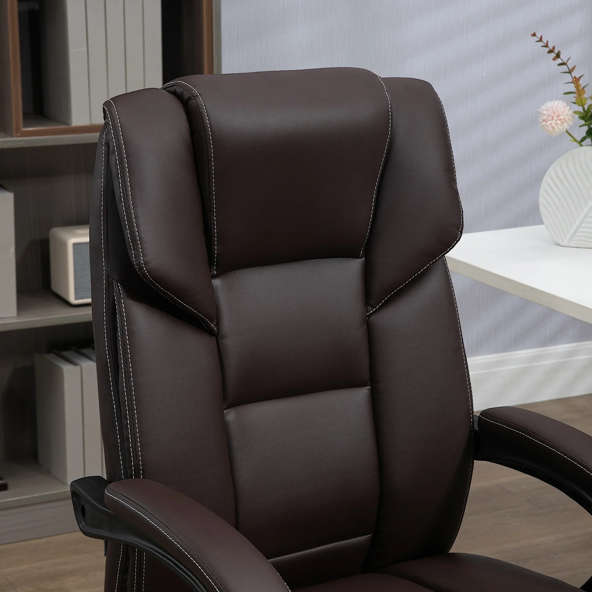 Office Chair, with 6 Vibration Points, Lumbar Heated Pu Leather Reclining Computer Chair