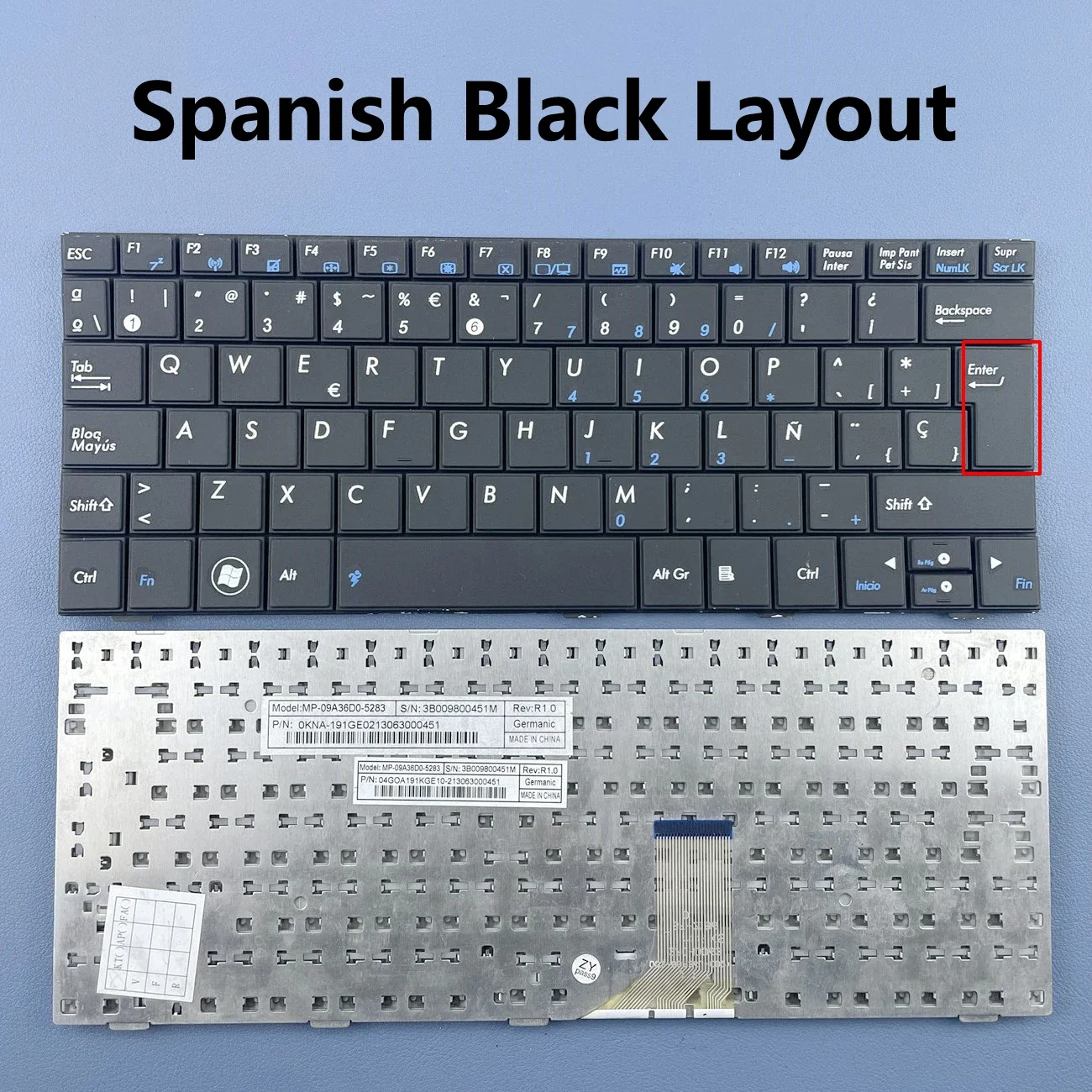 Spanische Tastatur für ASUS Eee PC 1001HA 1001PX 1001PXD 1005 1005HD 1005HA 1005PX 1008 1008HA Serie, schwarzes SP-Layout