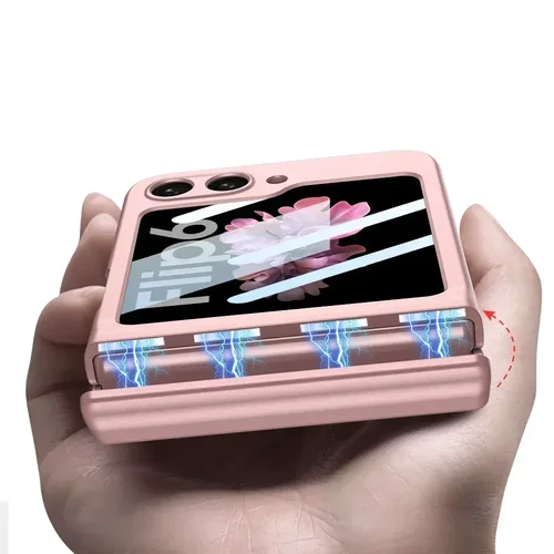 하드 PC 마그네틱 힌지 보호 휴대폰 커버, 삼성 갤럭시 Z 플립 6 케이스, 엿보기 방지 화면 보호대 