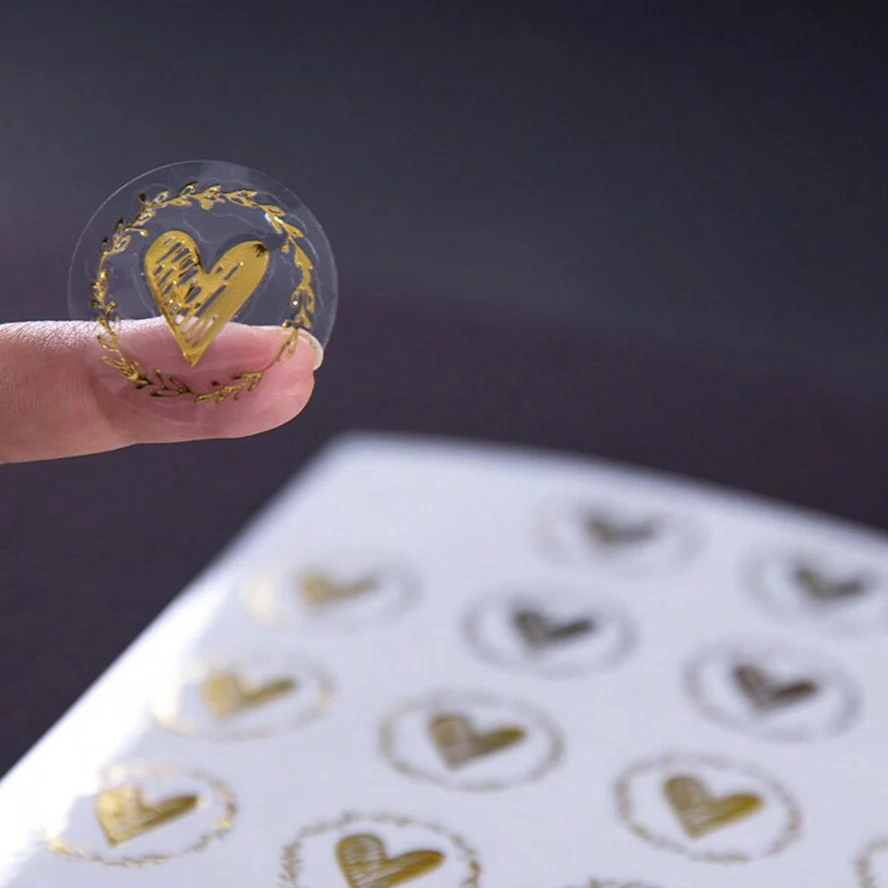 120pcs Envelopes Seal Stickers Cute Heart Transparent Wedding Invitation Valentine\'s Day Craft Greeting Cards Package Birthday