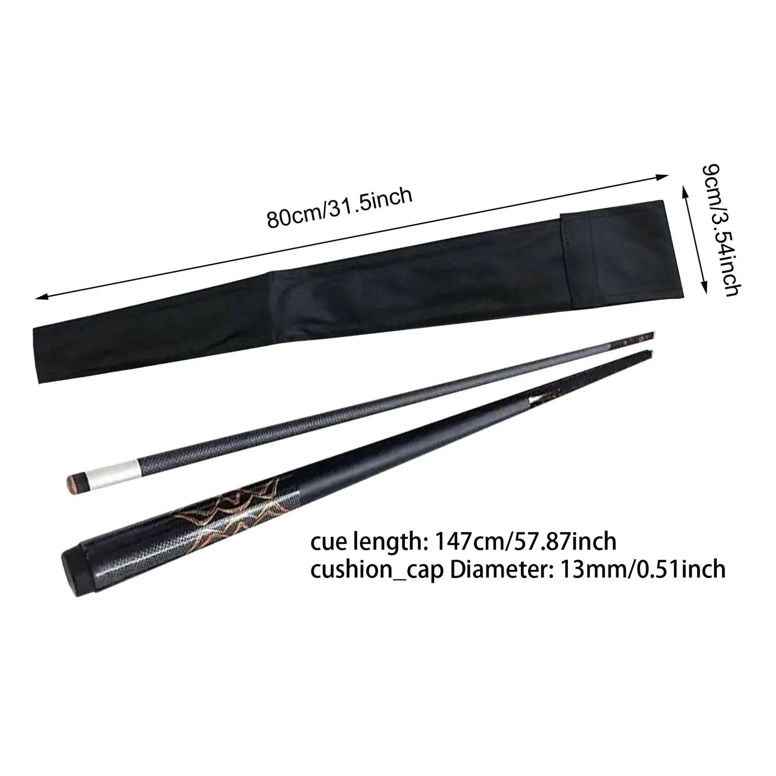 بركة 3 مللي متر طرف البلياردو عصا البلياردو مجزأة مع حقيبة التخزين المحمولة 1/2 سبليت بركة عصا 58 "للرجال والنساء لعبة