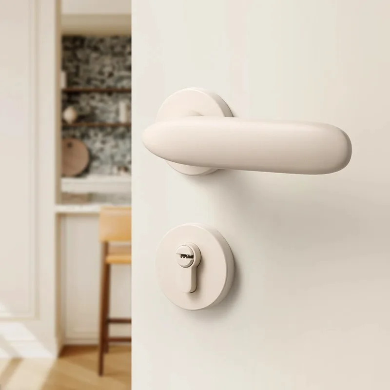 

Cream Style Minimalist Interior Beige Magnetic/silent Door Lock, Modern Wooden Door Split Lock