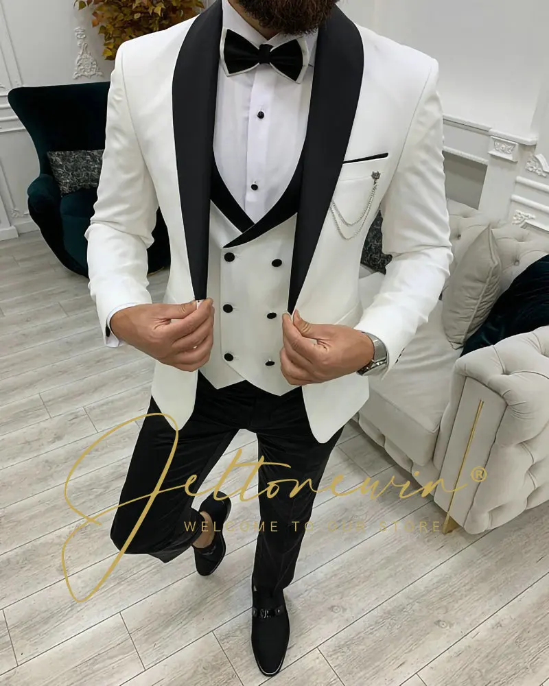 

3 Pcs Set Suit Coat Vest Pants / 2022 Fashion New Men's Casual Boutique Business Solid Color Groom Wedding Formal Blazers Dress