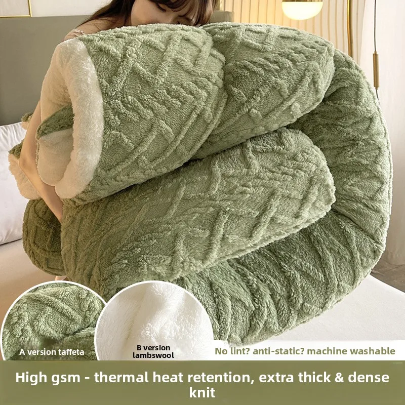 Lamb Fleece Velvet Double Sided Plush Winter Thick Warm Dorm Room Winter Quilt Thickened To Keep Warm Winter Thick Quilt