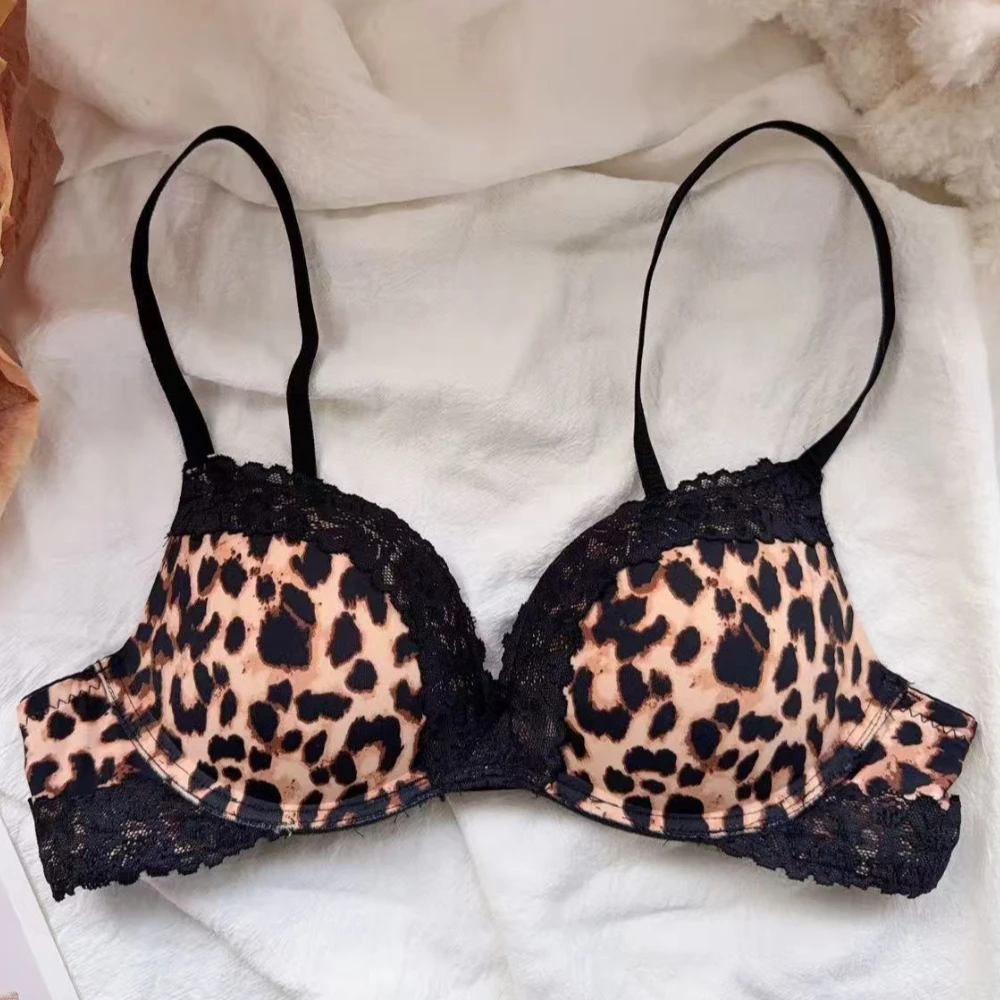 Lace Leopard Print Bra Push-up Small Chest Looks Bigger Not An Empty Cup Comfortable Armpit Fat Anti-sagging Sexy Bras