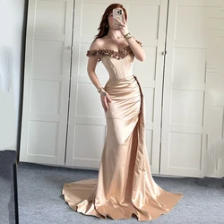 Thinyfull Sexy Mermaid Prom Evening Dresses Off The Shoulder 3D Flower Night Party Dress Formal Long Cocktail Gowns Saudi Arabia