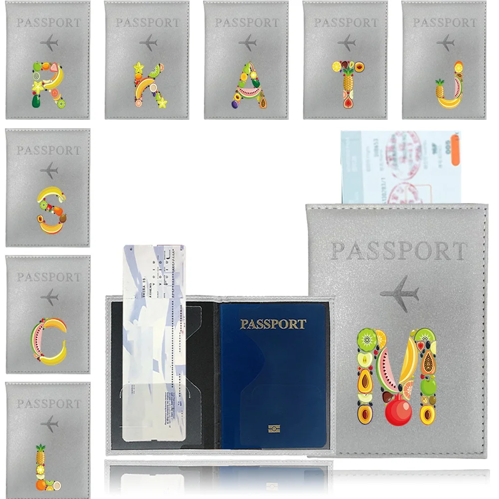 Capa de passaporte PU Waterproof Case para Passport Wallet, Business Credit Card Holder Fruit Padrão Series, bolsa de proteção, 1pc