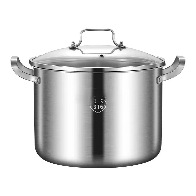 Thick 316 Stainless Steel High Soup Large Capacity Non-Stick Stew Double Ear Pot For Home Use To Cook Porridge And S