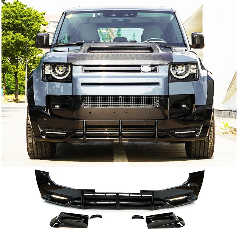 

Bumper Upgrade With Lighted Front Lip Plus Daytime Running Lights For Land Rover Defender 90 110 130 2020-2022