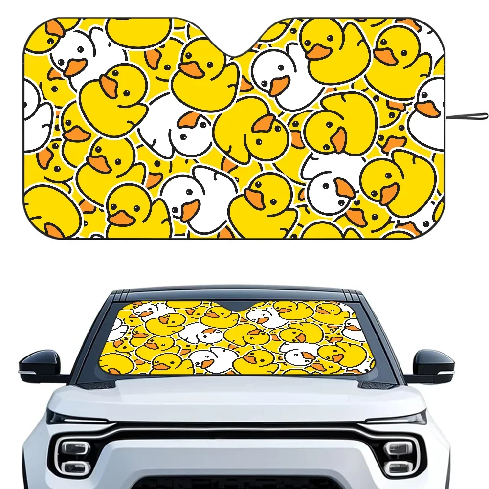 

Cartoon Rubber Duck Car SunSha Heat-insulating Aluminum Film Windshield Sunshas UV Rays Blocks Car Sun Visor Protector