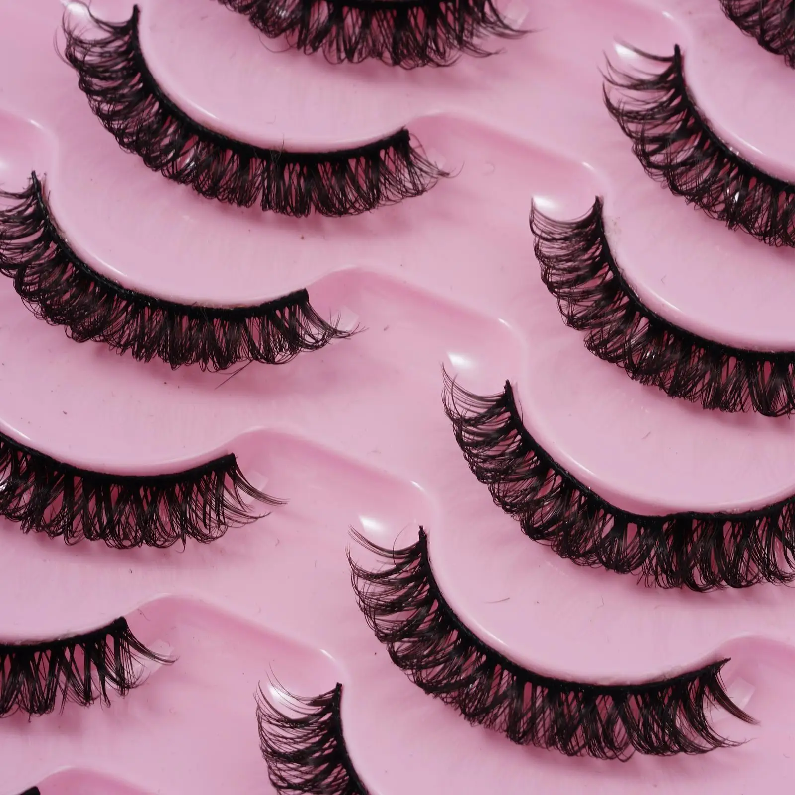 10Pairs Eye Lashes Russian Style Strip Lashes D Curl False Lashes Mink Curled Reusable Full Eyelashes Fluffy Eye A3U8