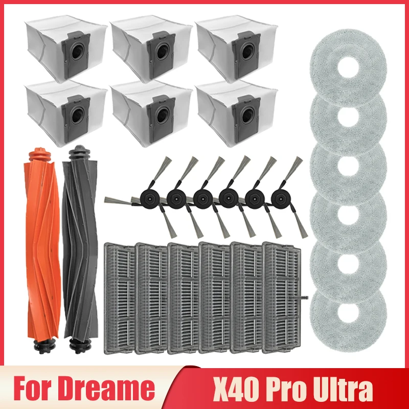 Accessoires pour aspirateur robot Dreame X40 Pro Ultra/RLX82CE, rouleau, brosse latérale, filtre Hepa, vadrouille, gril, sac à poussière, remplacement
