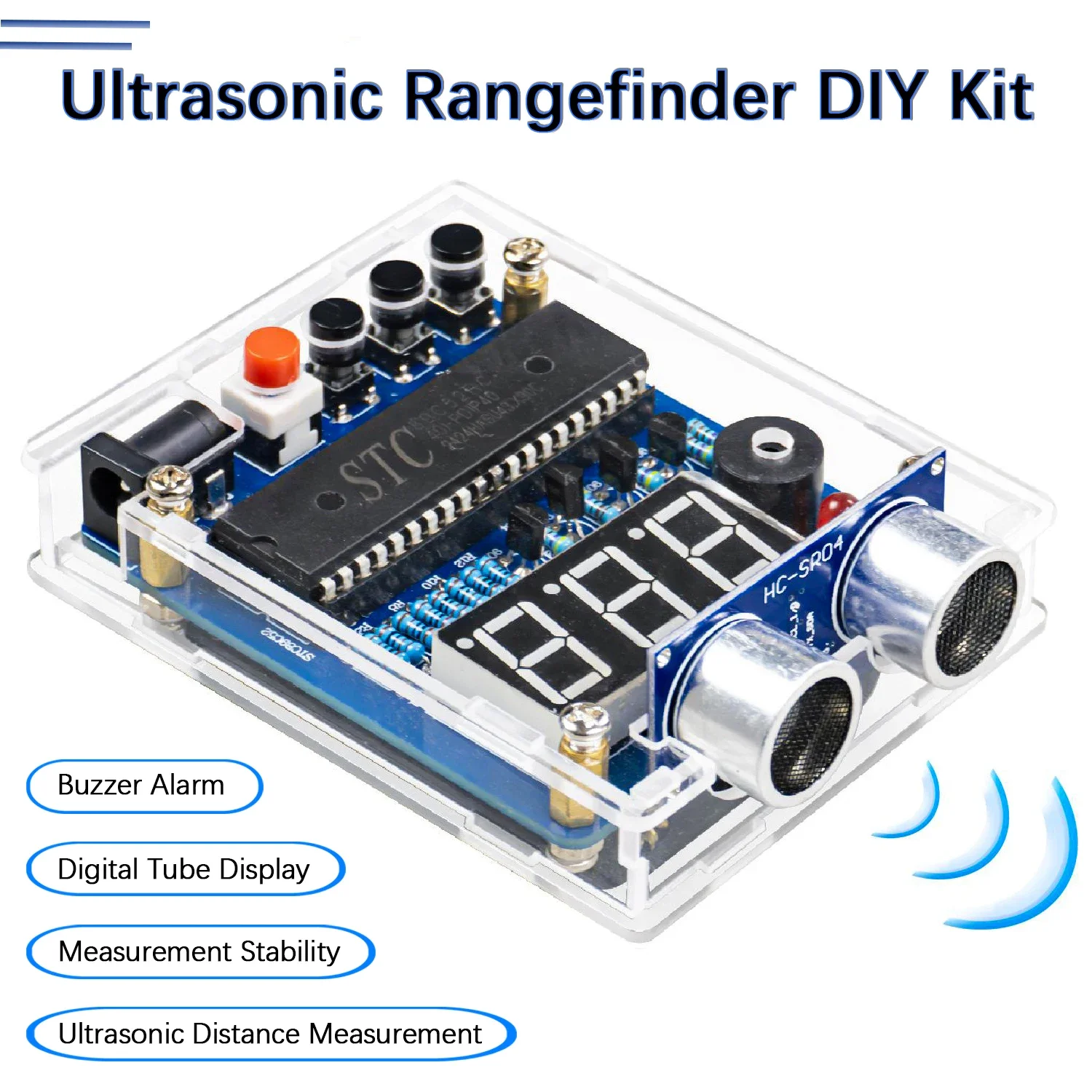 

Ultrasonic Ranging Electronic DIY Kit STC with LED Measuring Distance Radar Alarm DIY Soldering Project Practice Solder