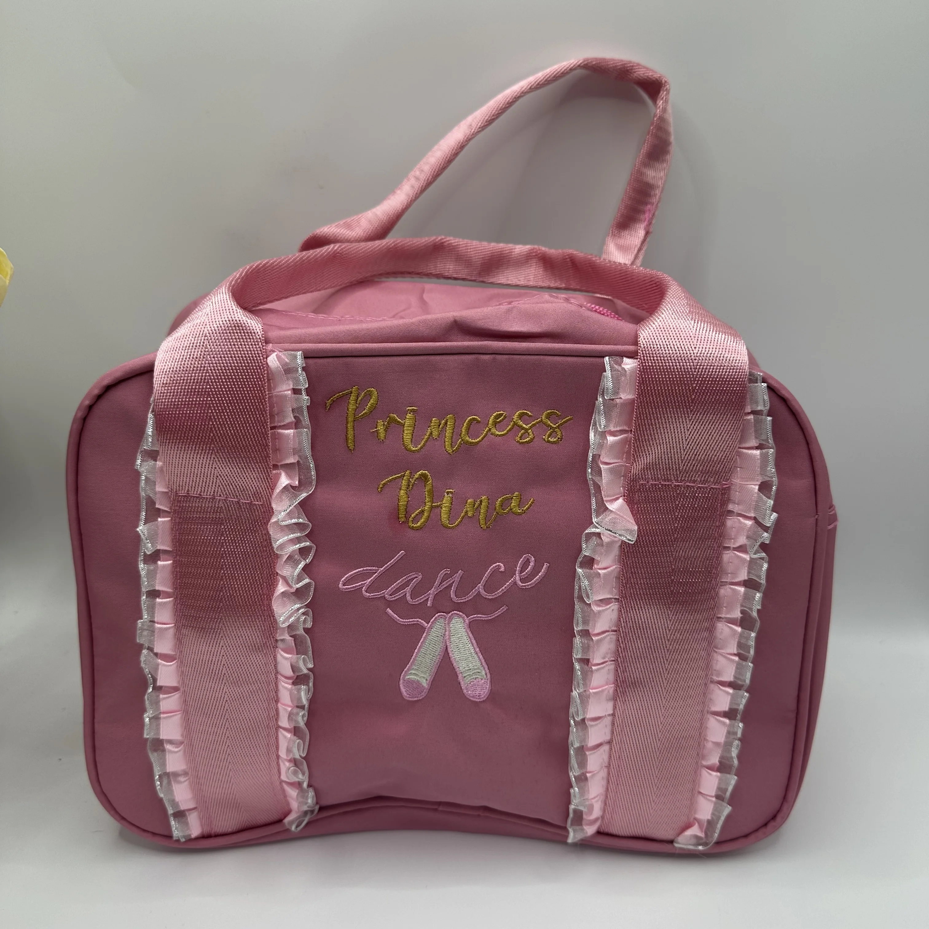 Bolso de baile de encaje Rosa personalizado para niña, bolsa de Ballet de baile bordada, bolsa de Ballet para bebé, bolsa de hombro de gimnasia para