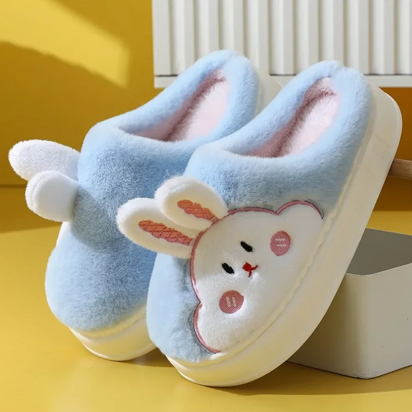 Slippers Women Warm Winter Rabbit bunny teddy Bear Kawaii Plush Contton Indoor Fuzzy Men Male Female Soft Home House Floor Shoe