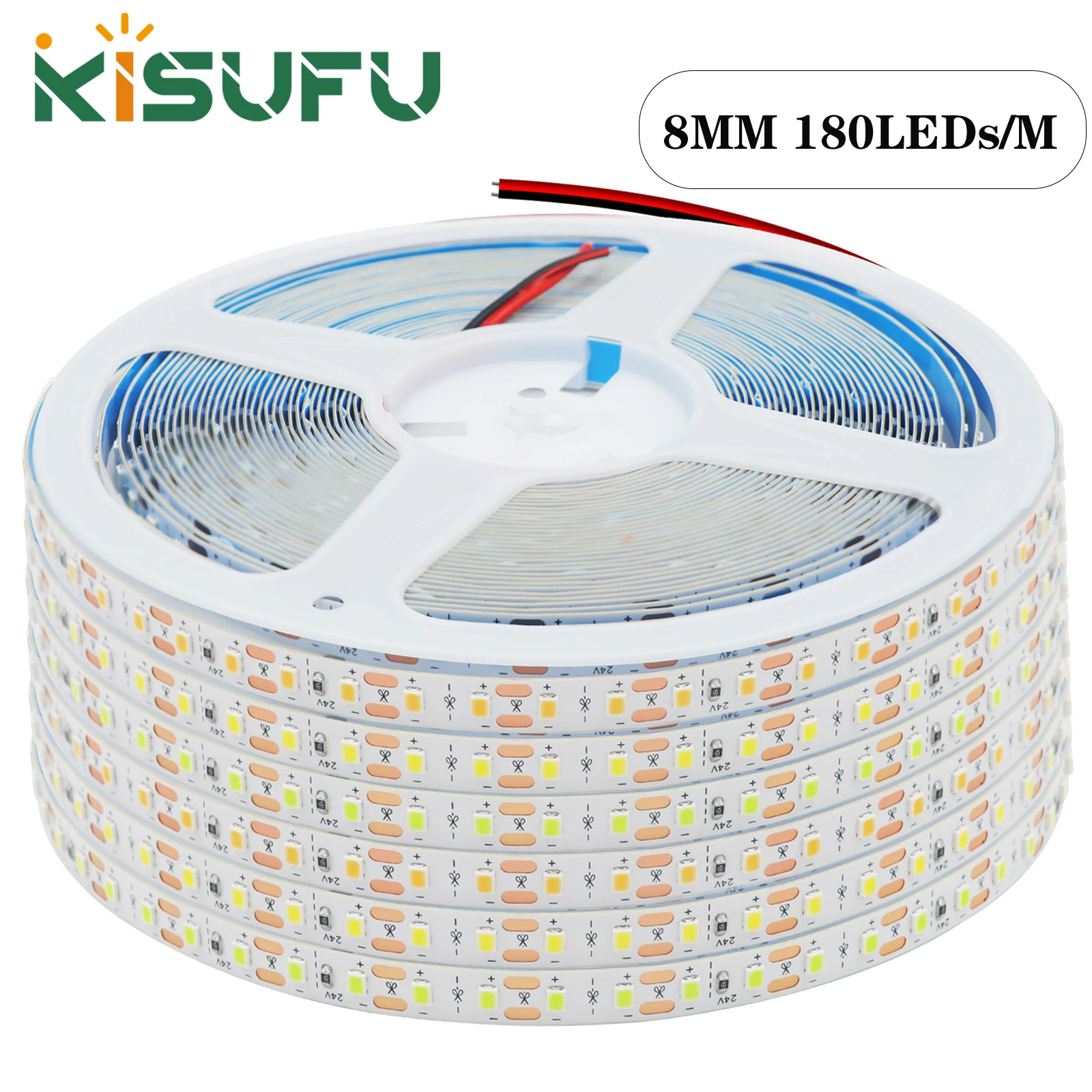

5M 10M/Roll LED Strip Light DC12V 24V 2835 One LED Cut Flexible DIY Bar Car TV Backlight 3000K 4500K 6000K CRI90 Adhesive Strip