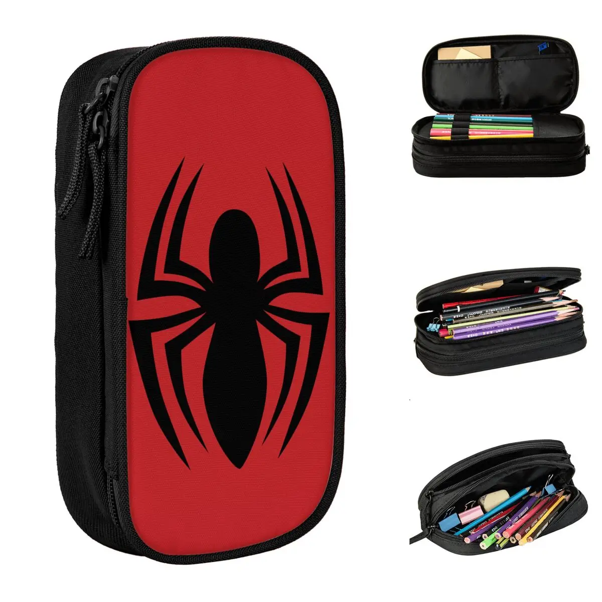 Spider Man Spider Logo Pencil Case Pencil Box Pen Box for Student Large Storage Bags Students School Zipper Stationery